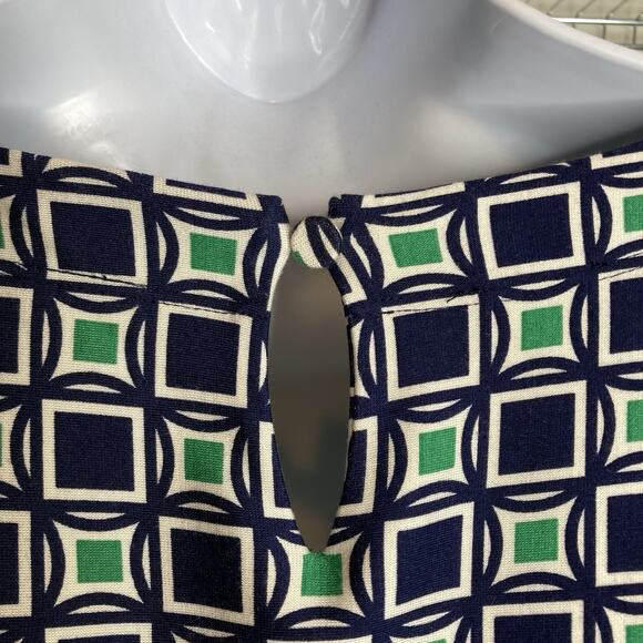 Talbots Women's Green Blue Geometric Ponte Knit Dress Size 10 Old Money Classic - Picture 10 of 11